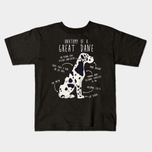 Harlequin Great Dane Dog Anatomy Kids T-Shirt